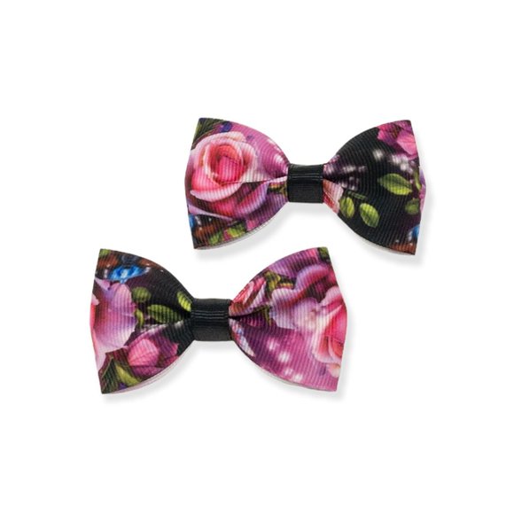 2PCs Handmade 2.5" Floral Print Hair Bows for girls or pets - Picture 10 of 15